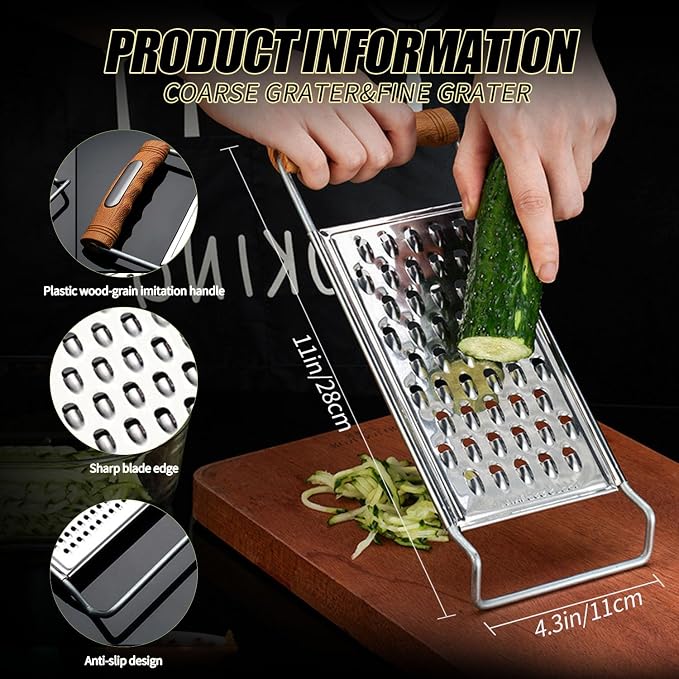 2 Pack Cheese Grater Handheld, Stainless Steel Zester Set of 2, Kitchen Flat - Image 4