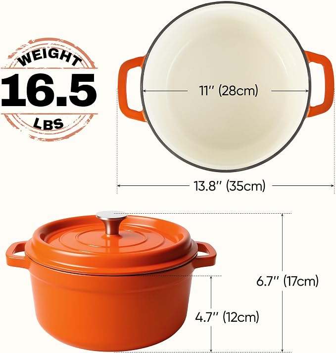 6.5 Quart Dutch Oven Pot with Lid, Non Stick Enameled Cast Iron Dutch Oven - Image 4