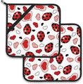 Ladybugs Hearts Pot Holder Set of 2, Heat Resistant Potholders Oven Hot Pads by Larkverk