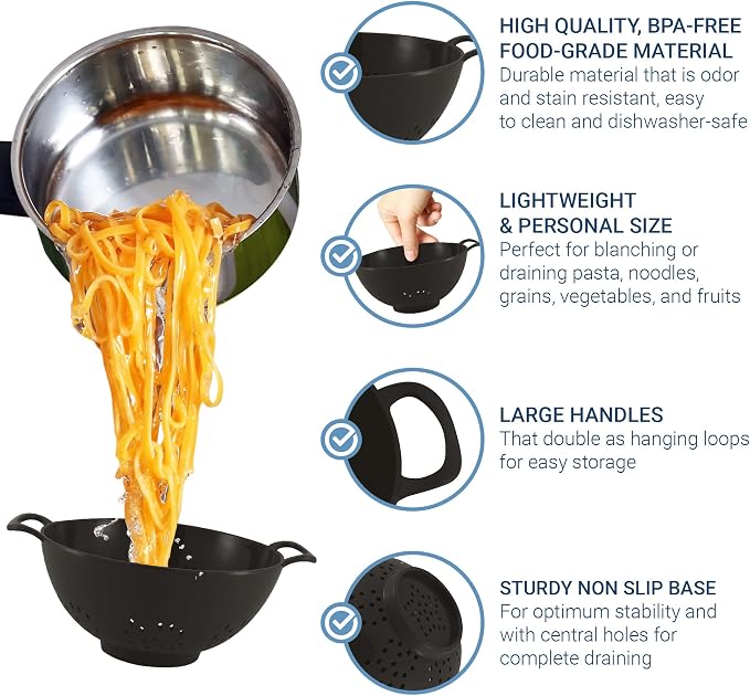 Meadow Lane 6-inch Small Colander, Dishwasher Safe, Double Handles, Compact - Image 5