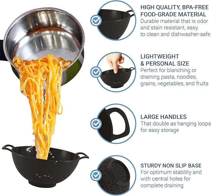 Meadow Lane 6-inch Small Colander, Dishwasher Safe, Double Handles, Compact - Image 4