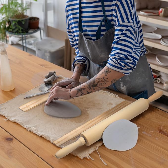 Newtay 12 Pcs Pottery Tools Include 1 Wood Rolling Pin Sculpting Polymer Clay - Image 3
