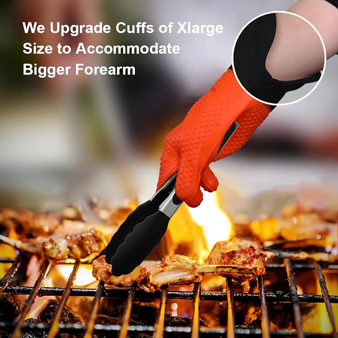 GEEKHOM BBQ Gloves Heat Resistant Oven Mitts - Image 3