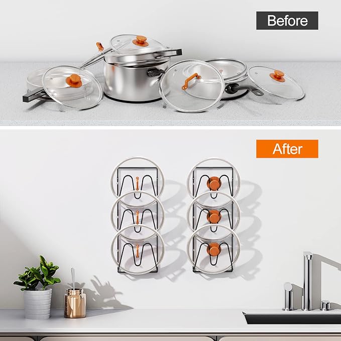 Durmmur 2 Pack Pot Lid Organizer Rack, 6-Tier Pot Lids Holder - Image 8