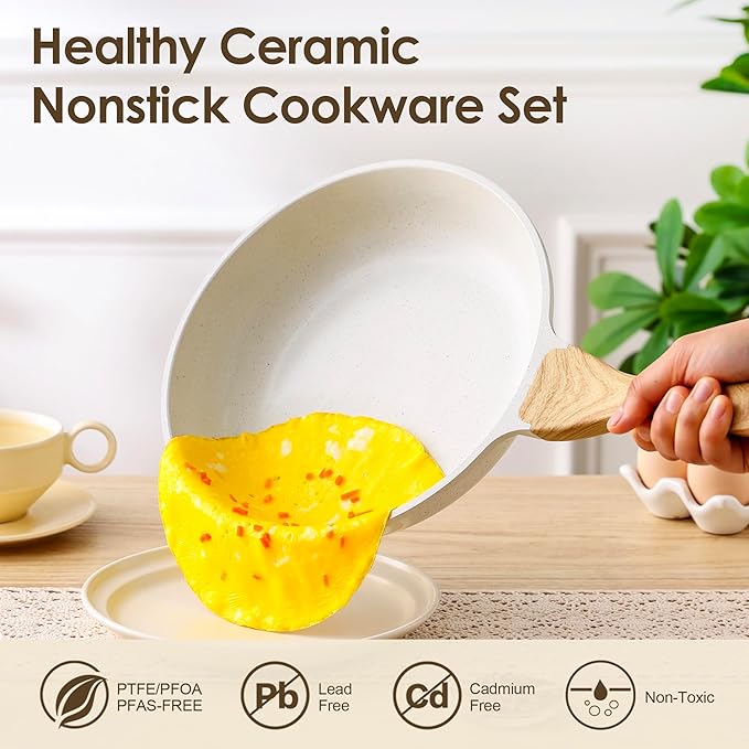 SENSARTE Nonstick Ceramic Cookware Set, PFAS & PFOA Free, Non Stick Healthy - Image 3