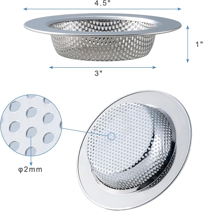 Honmein 2 Pcs Sink Strainer for Most Kitchen Sink Drain Basket, Upgraded - Image 4