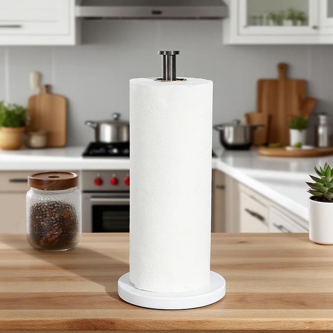YIGII Heavy Marble Base Paper Towel Holder – Countertop Paper Roll Holder - Image 6