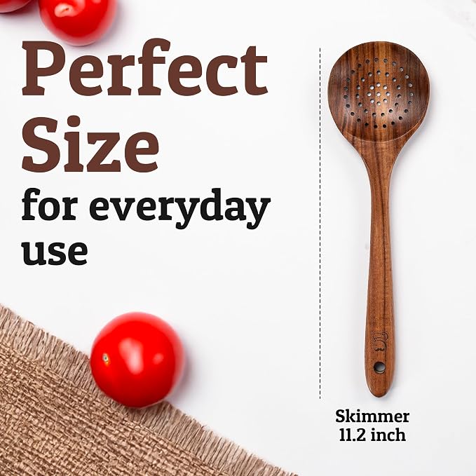 PriorityChef Wooden Slotted Spoon - Image 4