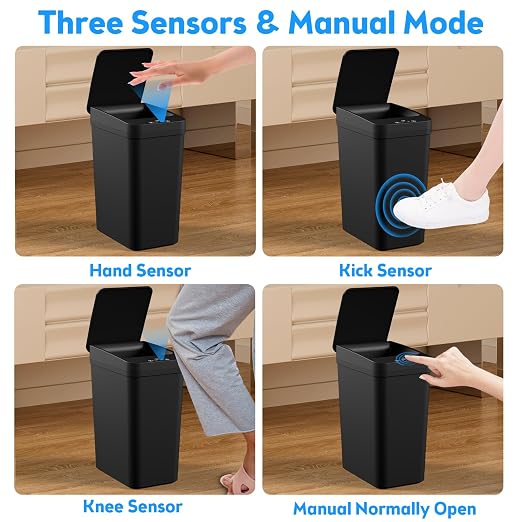 Bathroom Trash Can with Lid, KOEYLE 2 Pack 2.2 Gallon Automatic Touchless - Image 3