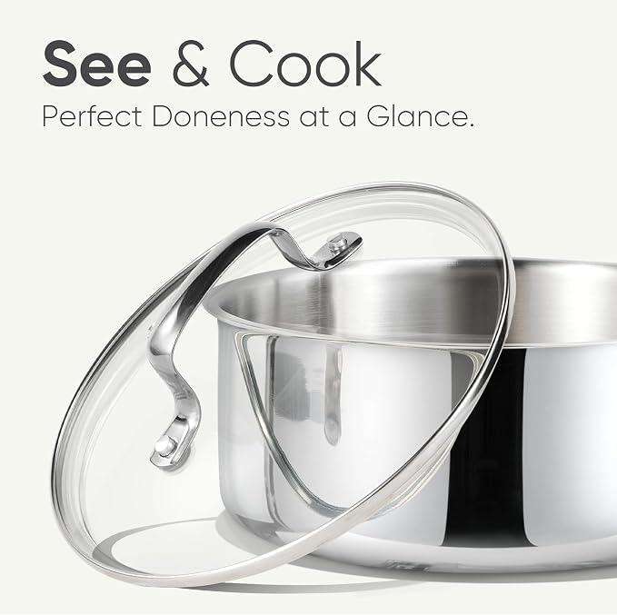 CAROTE 1.5Qt Stainless Steel Saucepan, Non-Toxic 3-Ply Stainless Steel Cookware - Image 4