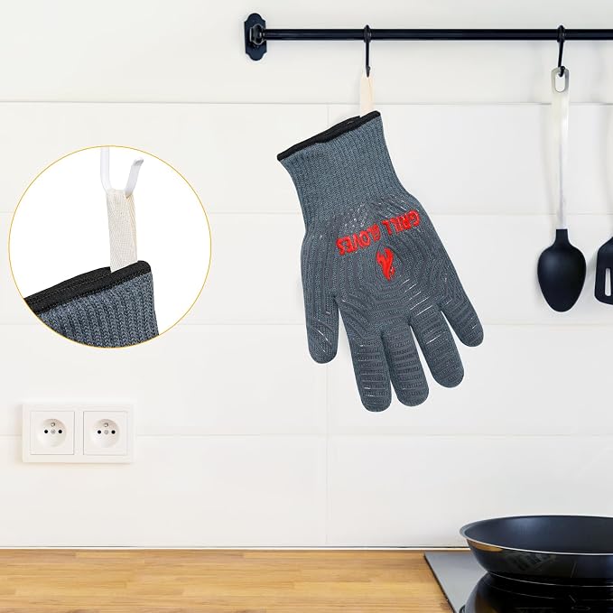 QUWIN BBQ Gloves, Oven Gloves 1472℉ Extreme Heat Resistant, Grilling Gloves - Image 4