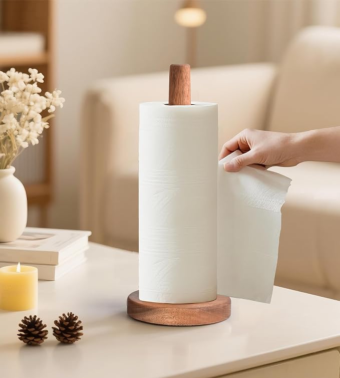 KitchLife Acacia Wooden Paper Towel Holder Countertop - Image 4