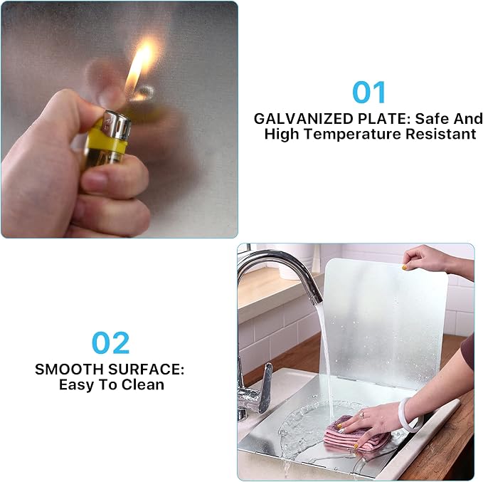 4 Sided Splatter Guard, Foldable Stainless Steel Grease Splatter Screen - Image 4