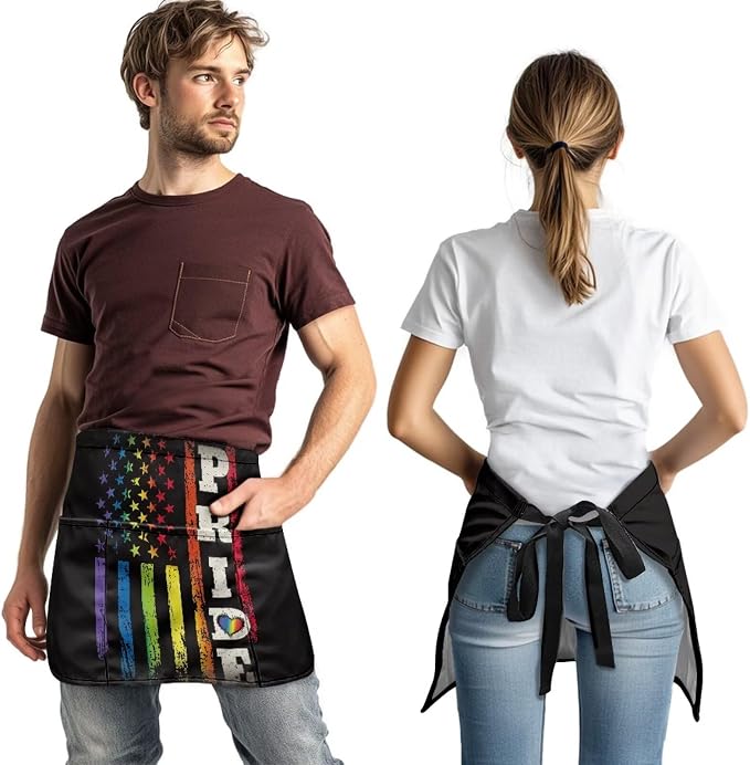 Server Apron with 3 Pockets, Waterproof Oil Waitress Waiter Half Apron - Image 3