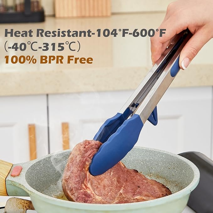 Silicone Tongs for Cooking, Heat Resistant Food Grade Small Serving Tong for - Image 6