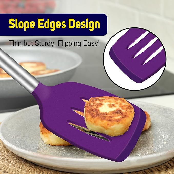 HOTEC Silicone Spatula Set of 2 Heat-Resistant 600°F & BPA-Free Kitchen - Image 5