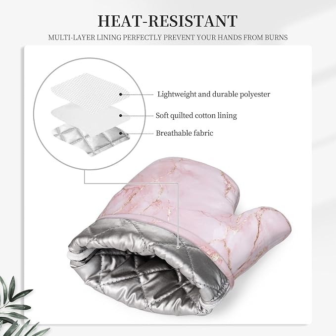 Oven Mitts and Pot Holders Light Pink Marble Art Silicone Kitchen Accessories - Image 4