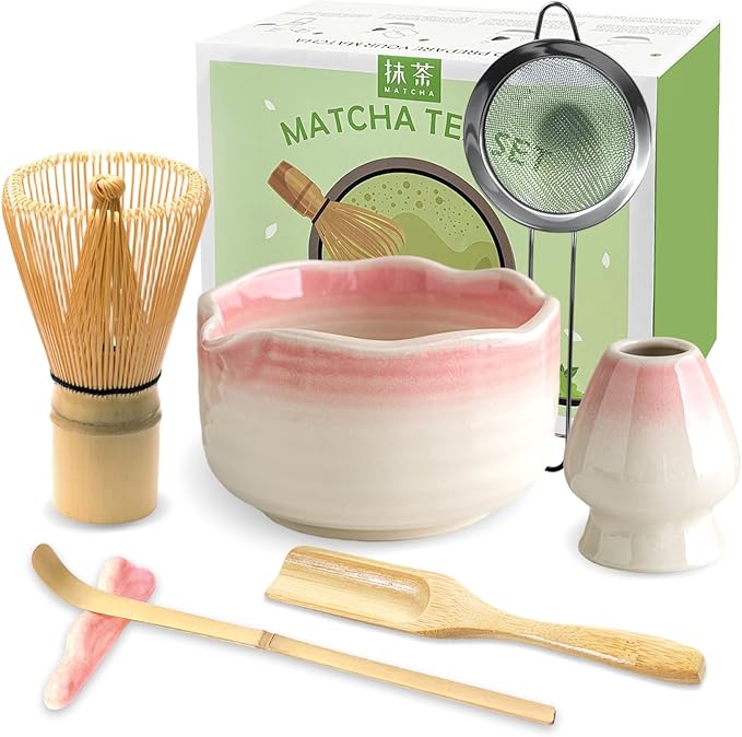 JBER Matcha Whisk Set, Ceramic Matcha Set Includes Bowl & Holder, Bamboo Whisk by JBER