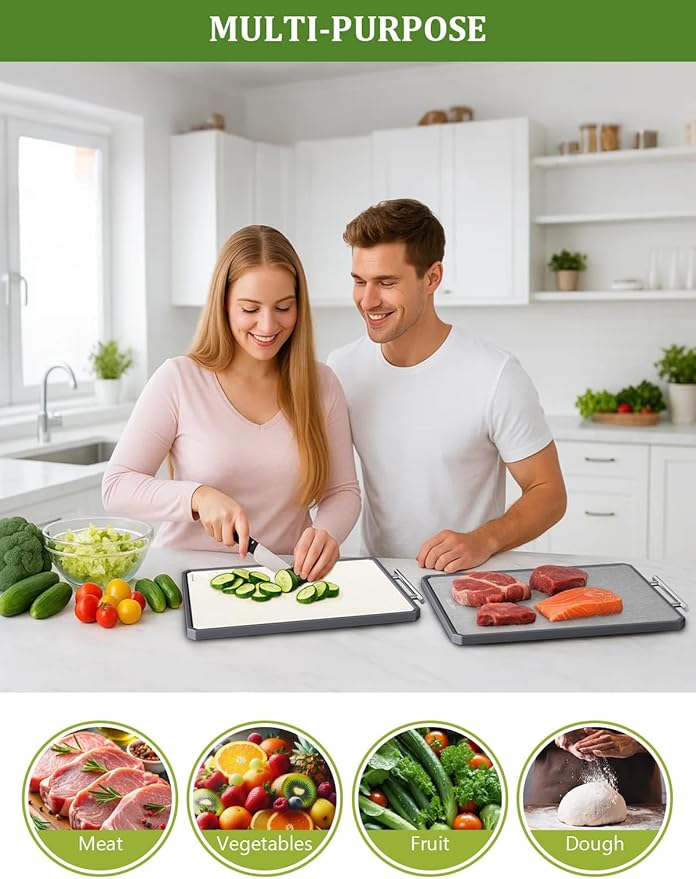 Titanium Cutting Boards for Kitchen, 2 in 1 Non Toxic Cutting Board, Food-Grade - Image 6