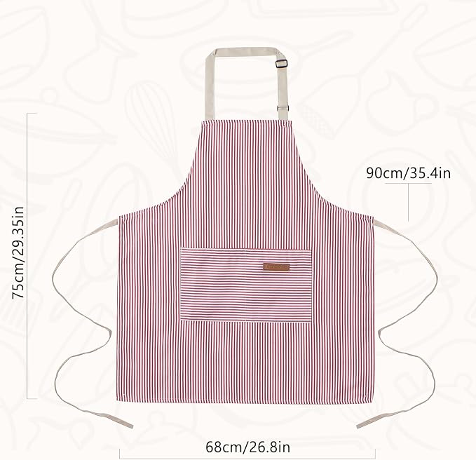 2 Pack Cooking Aprons Adjustable Bib Apron - Image 4