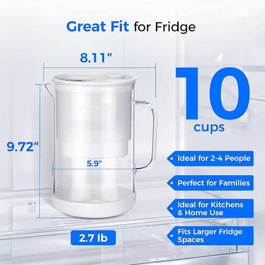 Waterdrop PT-09W 10-Cup Large Glass Water Filter Pitcher, Eco-Friendly - Image 5