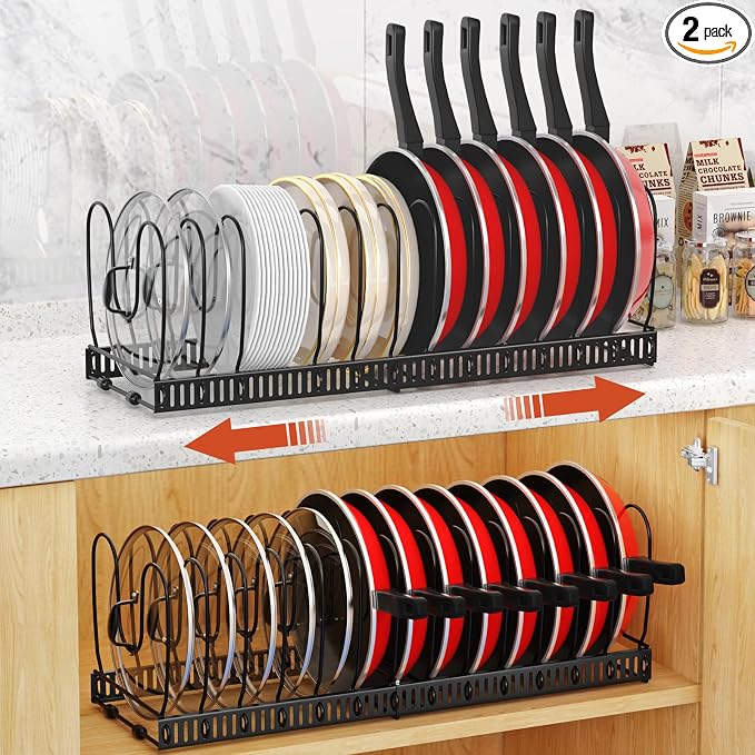 Housolution 2 Pack Pot and Pan Organizer, Pan Lid Holder Storage Rack by Housolution