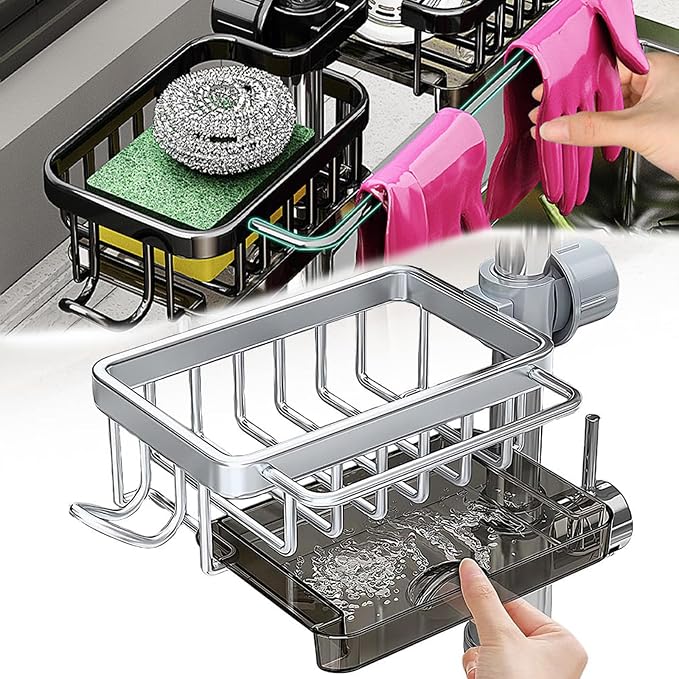 Kitchen Sink Faucet Organizer Multifunction Sponge Holder Organizer Sink Drain by Unknown