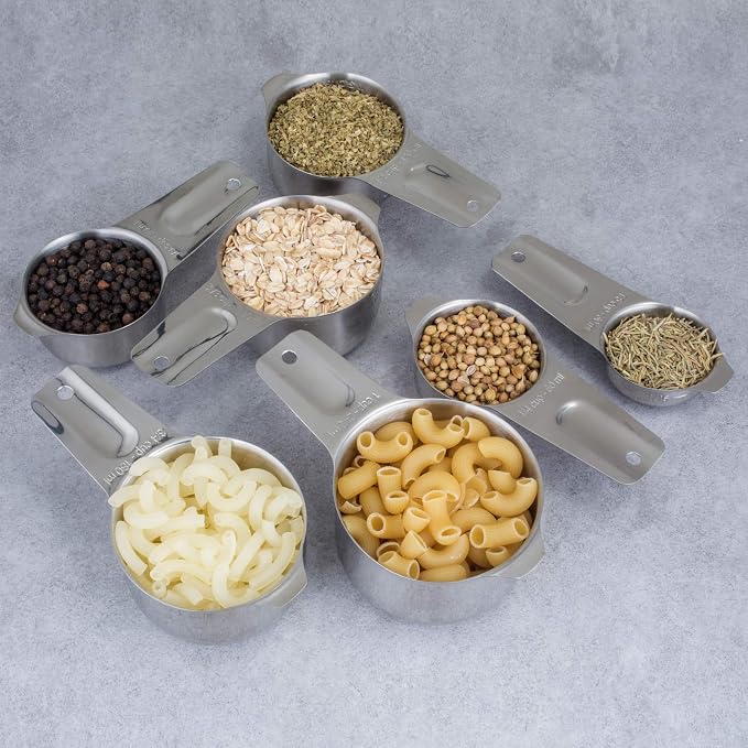 Set of 7 Heavy Duty Measuring Cups, 18/8 Stainless Steel - Image 9