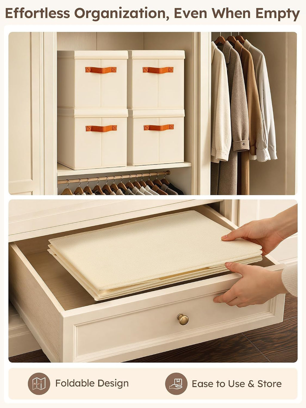 Storage Bins with Lids - Fabric Storage Baskets for Shelves, 4 Pack