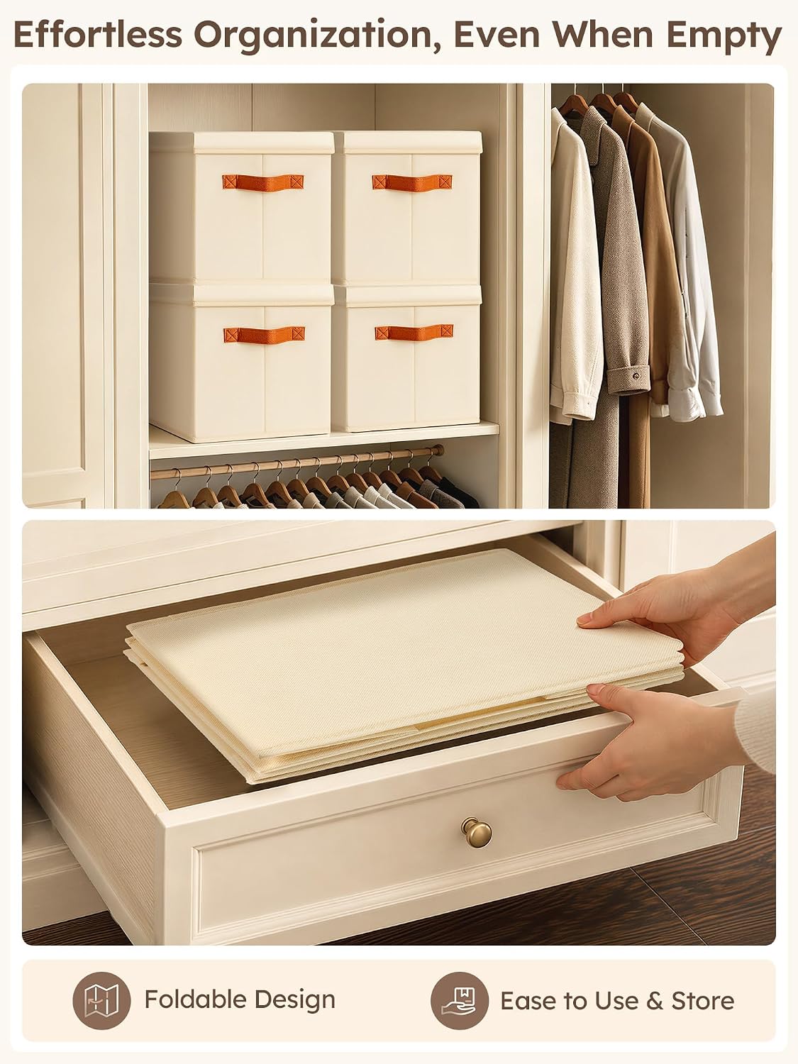 Storage Bins with Lids - Fabric Storage Baskets for Shelves, 4 Pack