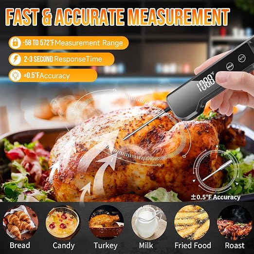 Digital Meat Thermometer with ±0.5℉ Precision, Fast Reading Waterproof Food - Image 2