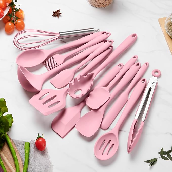LIANYU 14 Pcs Kitchen Utensils Set, Silicone Cooking Utensils Spatula Set - Image 2