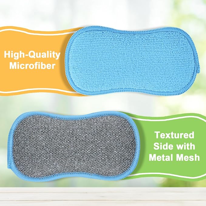 GLIMGLINT 12Pack Dish Sponges Kitchen, Non-Scratch Microfiber Sponges - Image 2