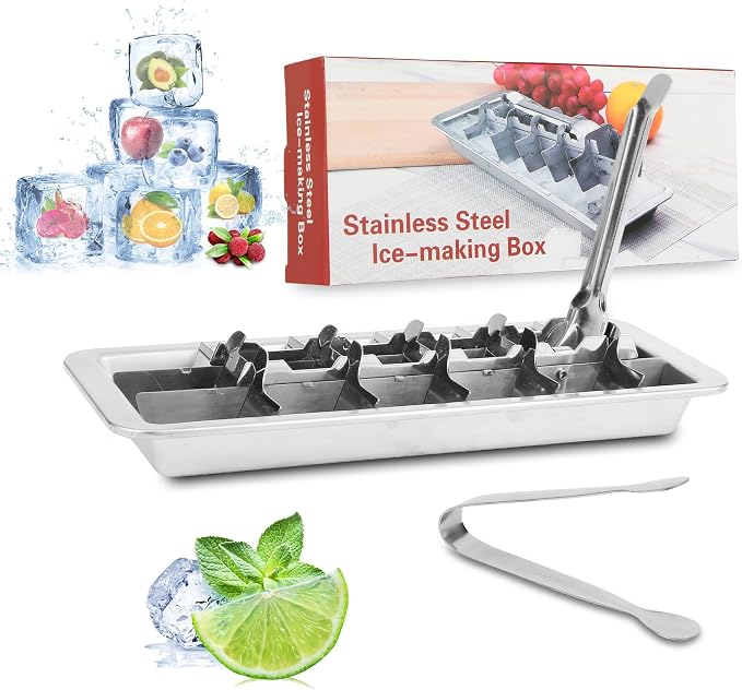 Stainless Steel Ice Cube Trays for Freezer, 18-Slot Vintage Inspired Design by ProductDisplay