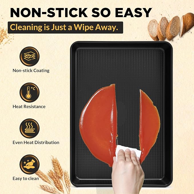 Professional Non-Stick Baking Sheets Set, 3-Piece Heavy Duty Carbon Steel - Image 6