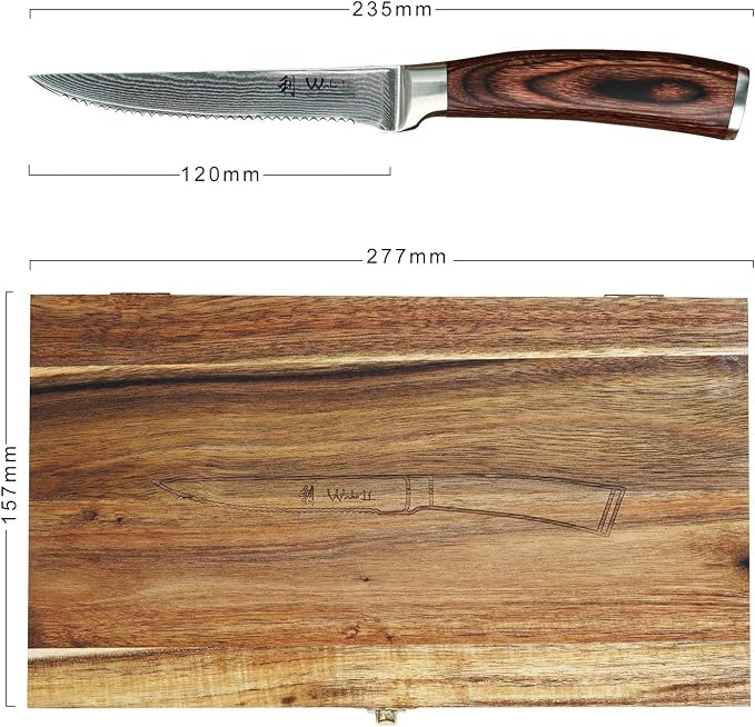 Wakoli EDIB 4-Piece Damascus Steak Knife Set – Professional Dining Kitchen - Image 3