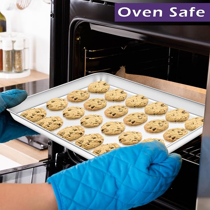 TeamFar Toaster Oven Pan Set of 2, Stainless Steel Toaster Oven Baking Tray - Image 6