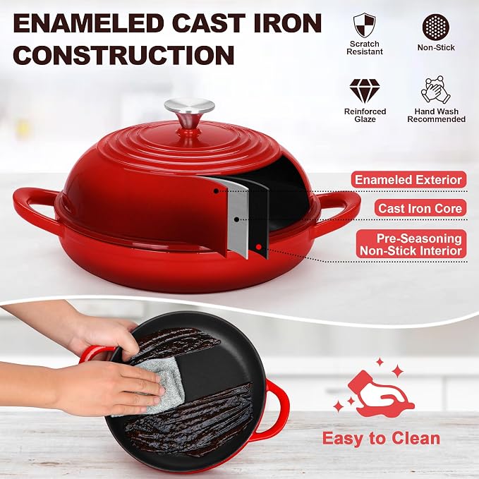 TeamFar Cast Iron Bread Dutch Oven, 6 Qt Enameled Dutch Oven Pot - Image 6