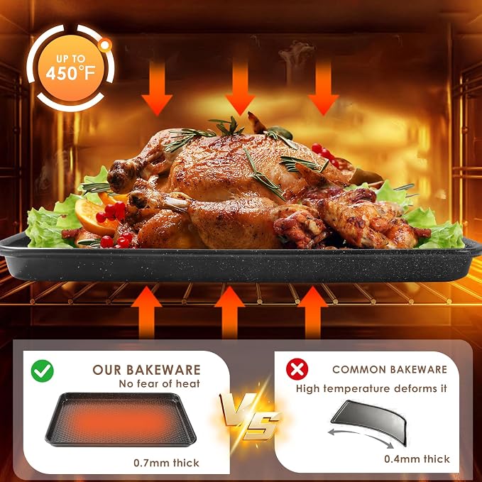 Baking Sheet Pan Set of 3, Nonstick Carbon Steel Cookie Sheets - Image 5