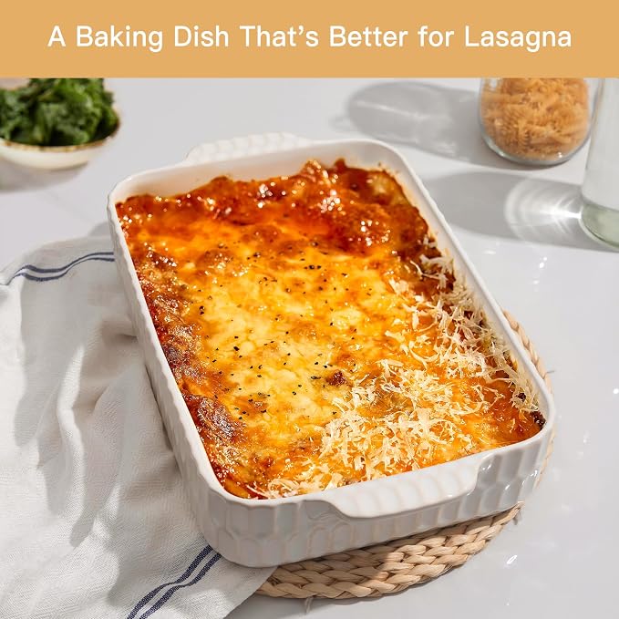 4.7QT Casserole Dishes for Oven, 9x13” Large Lasagna Pan, Ceramic Baking Dish - Image 3