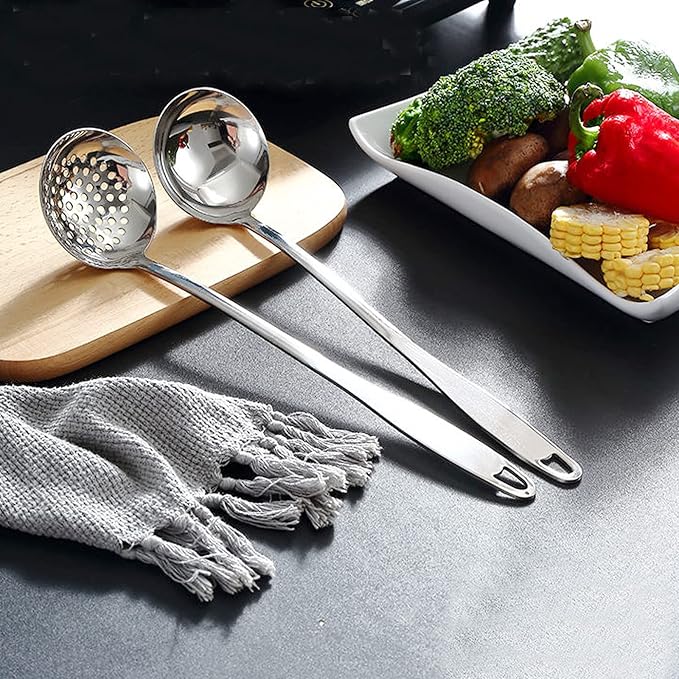 Soup Spoon Stainless Steel Heavy Duty Big Soup Ladle Colander Serving Spoon - Image 4