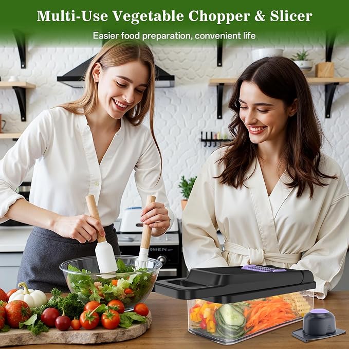 HomeHacks Vegetable Chopper Vegetable Cutter, 12 in 1 Kitchen Gadget, Onion - Image 7