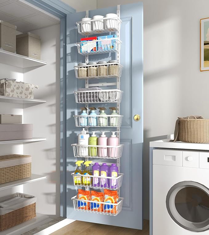 Mefirt White 12 Inch Wide Narrow Over The Door Pantry Organizer, Pantry - Image 9