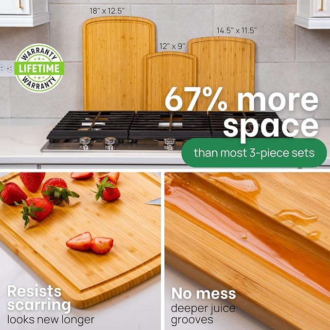 Greener Chef Luxury Wood Cutting Board 3-Piece Set - Image 3