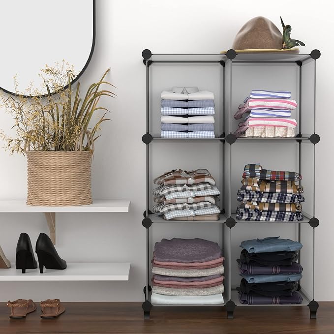 HOMIDEC 6 Light Grey Cube Storage Organizer, Modular Storage Shelf - Image 7