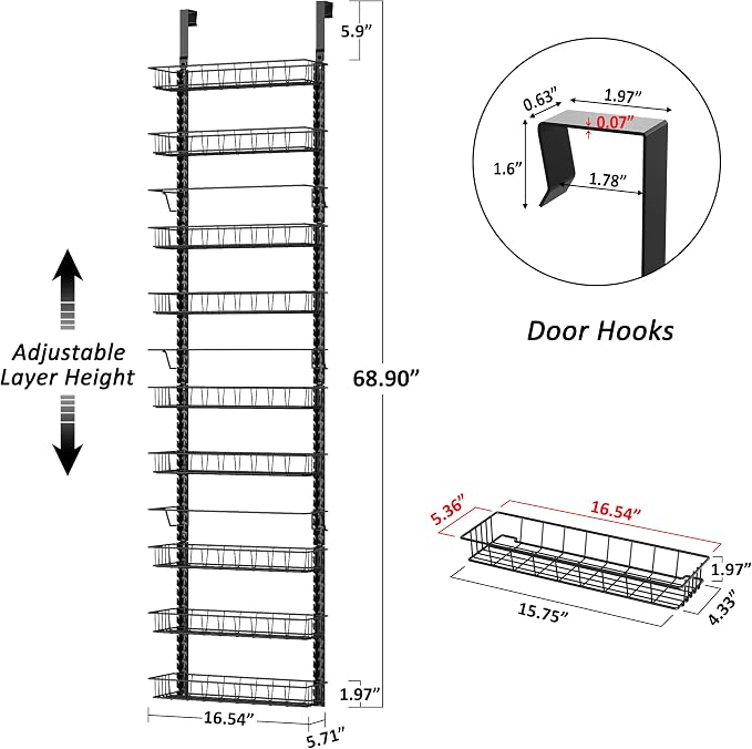 Churboro Over the Door Pantry Organizer Rack - Image 2