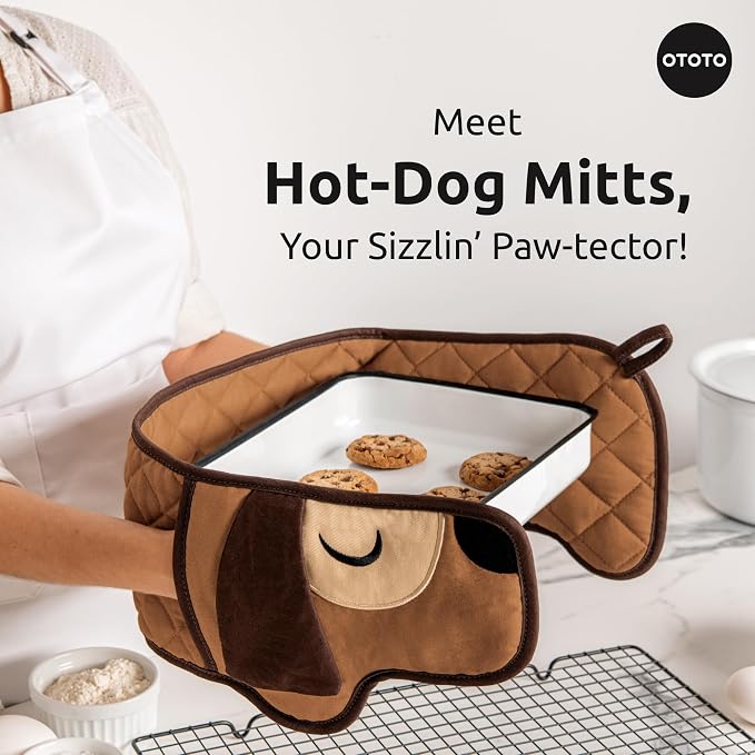 OTOTO Hot-Dog Double Oven Mitts Cute Funny - Image 2