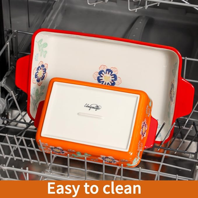 Ceramic Baking Dish Set of 2, 3QT & 1.2QT Stoneware Casserole Dishes - Image 6