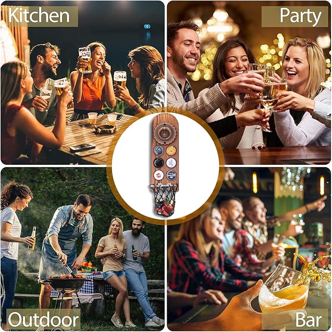 Magnetic Bottle Openers with Catcher, Wall Mounted Wooden Beer Bottle Opener - Image 6