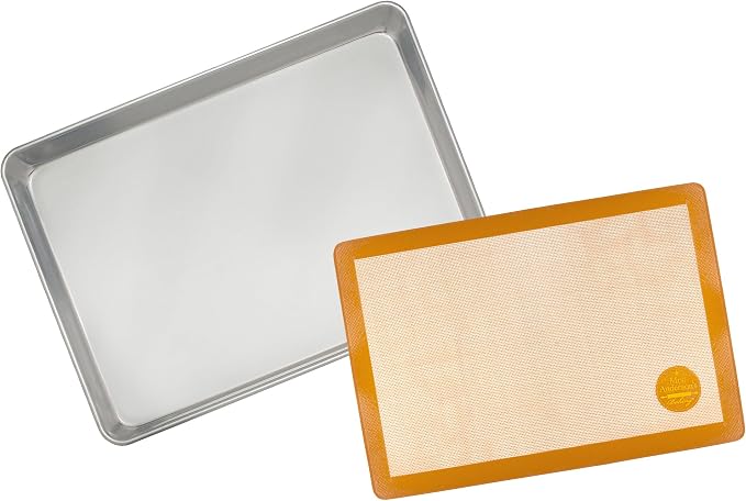 Mrs. Anderson’s Baking Non-Stick Silicone Half-Size Baking Mat and Sheet Pan Set by MrsAndersonsBaking